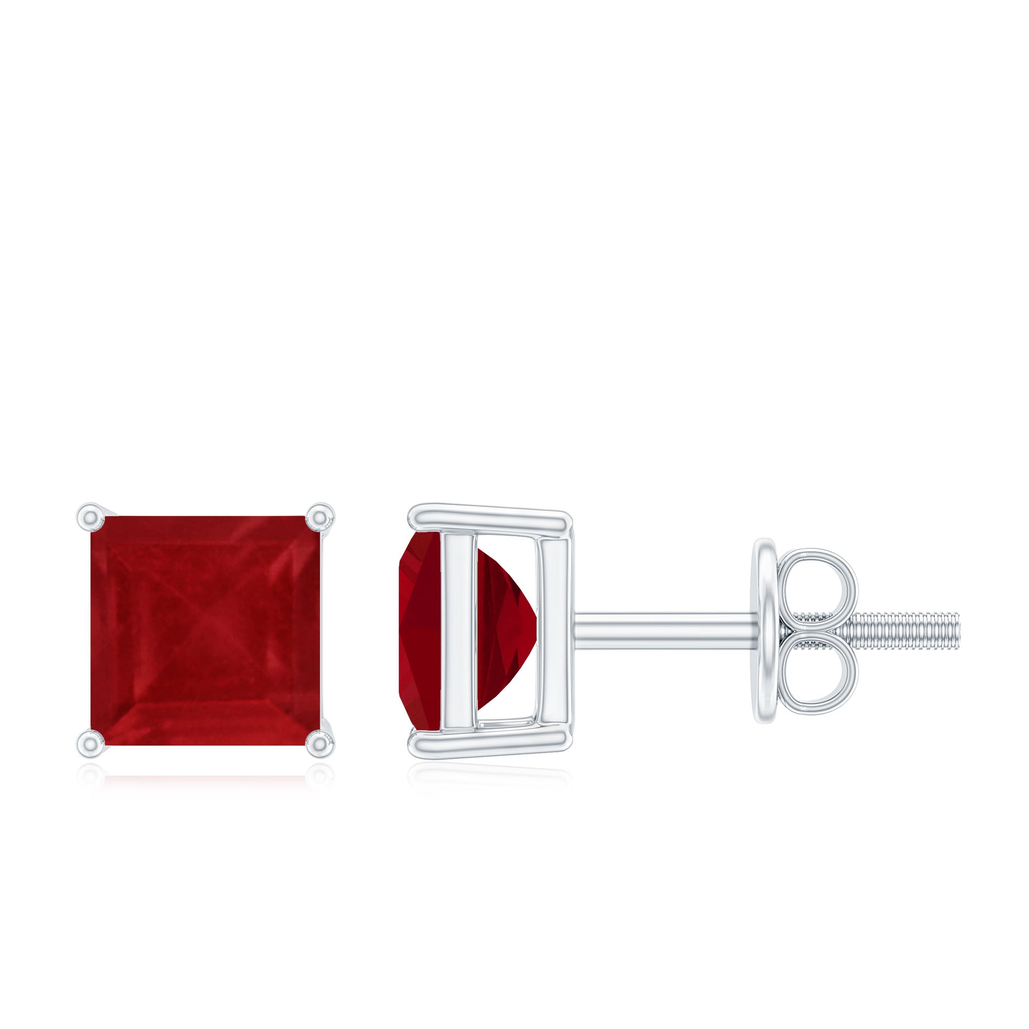 1 CT Princess Cut Ruby Solitaire Stud Earrings – Rosec Jewels