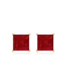 0.9 Carat Princess Cut Ruby Solitaire Stud Earrings AAA - Rosec Jewels