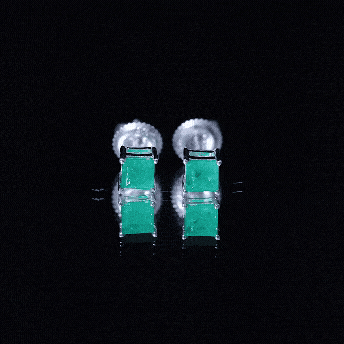 Princess Cut Natural Emerald Simple Solitaire Stud Earrings