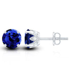 Lab Grown Blue Sapphire Vintage Stud Earrings with Certificate AAAA - Rosec Jewels