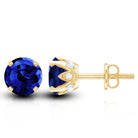 Lab Grown Blue Sapphire Vintage Stud Earrings with Certificate AAAA - Rosec Jewels