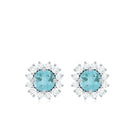 1 CT Sky Blue Topaz and Diamond Classic Halo Stud Earrings Sky Blue Topaz - ( AAA ) - Quality - Rosec Jewels
