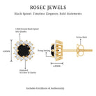 Certified Real Black Spinel Stud Earrings with Diamond Halo AAA - Rosec Jewels