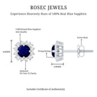 0.8 Carat Natural Blue Sapphire and Diamond Halo Stud Earrings AAA - Rosec Jewels