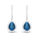 Teardrop Earrings with London Blue Topaz and Diamond London Blue Topaz - ( AAA ) - Quality - Rosec Jewels