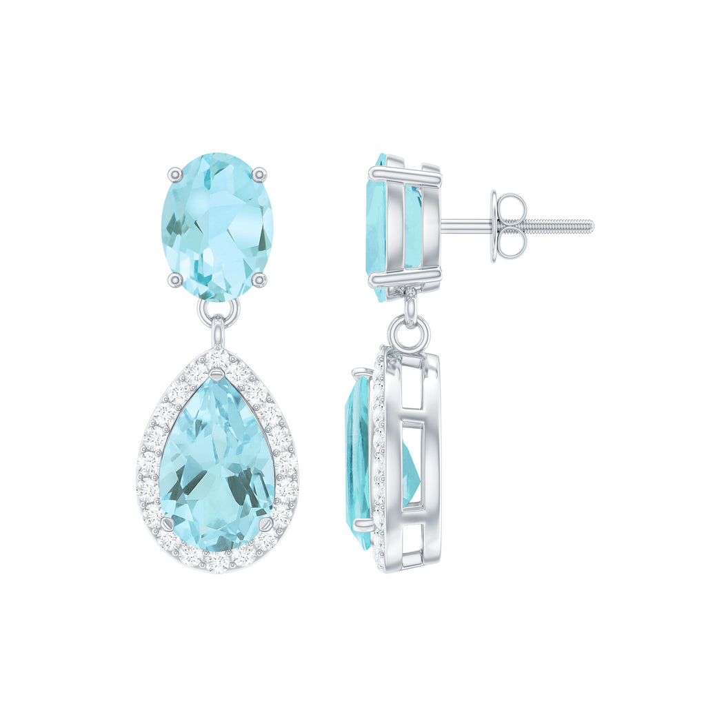 3.75 CT Sky Blue Topaz and Diamond Dangle Drop Earrings Sky Blue Topaz - ( AAA ) - Quality - Rosec Jewels