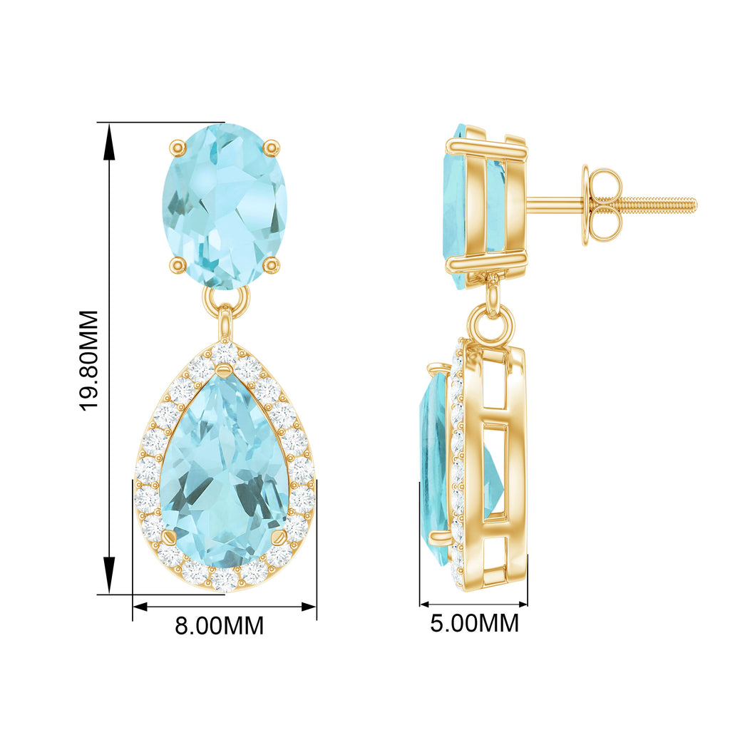 3.75 CT Sky Blue Topaz and Diamond Dangle Drop Earrings Sky Blue Topaz - ( AAA ) - Quality - Rosec Jewels