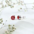 8MM Lab Created Ruby Solitaire Stud Earrings for Women AAAA - Rosec Jewels