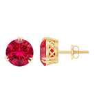 8MM Lab Created Ruby Solitaire Stud Earrings for Women AAAA - Rosec Jewels