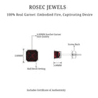2.50 CT Asscher Cut Garnet Solitaire Half Bezel Set Stud Earrings Garnet - ( AAA ) - Quality - Rosec Jewels