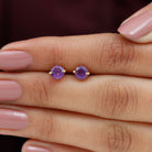5X5 MM Amethyst Solitaire Stud Earrings for Women Amethyst - ( AAA ) - Quality - Rosec Jewels