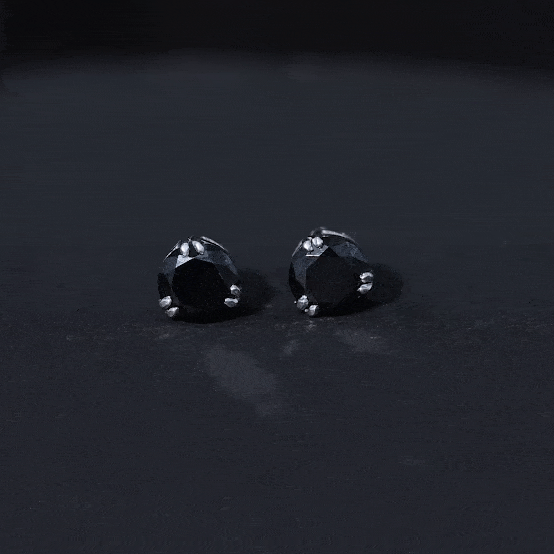 Black Onyx Solitaire Stud Earring in Claw Setting Black Onyx - ( AAA ) - Quality - Rosec Jewels
