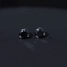 Black Onyx Solitaire Stud Earring in Claw Setting Black Onyx - ( AAA ) - Quality - Rosec Jewels