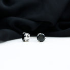 Black Onyx Solitaire Stud Earring in Claw Setting AAA - Rosec Jewels