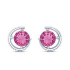 Genuine 1 Carat Pink Tourmaline Solitaire Stud Earrings AAA - Rosec Jewels