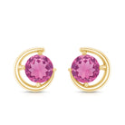 Genuine 1 Carat Pink Tourmaline Solitaire Stud Earrings AAA - Rosec Jewels