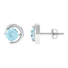 5 MM Round Sky Blue Topaz Simple Solitaire Stud Earrings in Prong Setting Sky Blue Topaz - ( AAA ) - Quality - Rosec Jewels