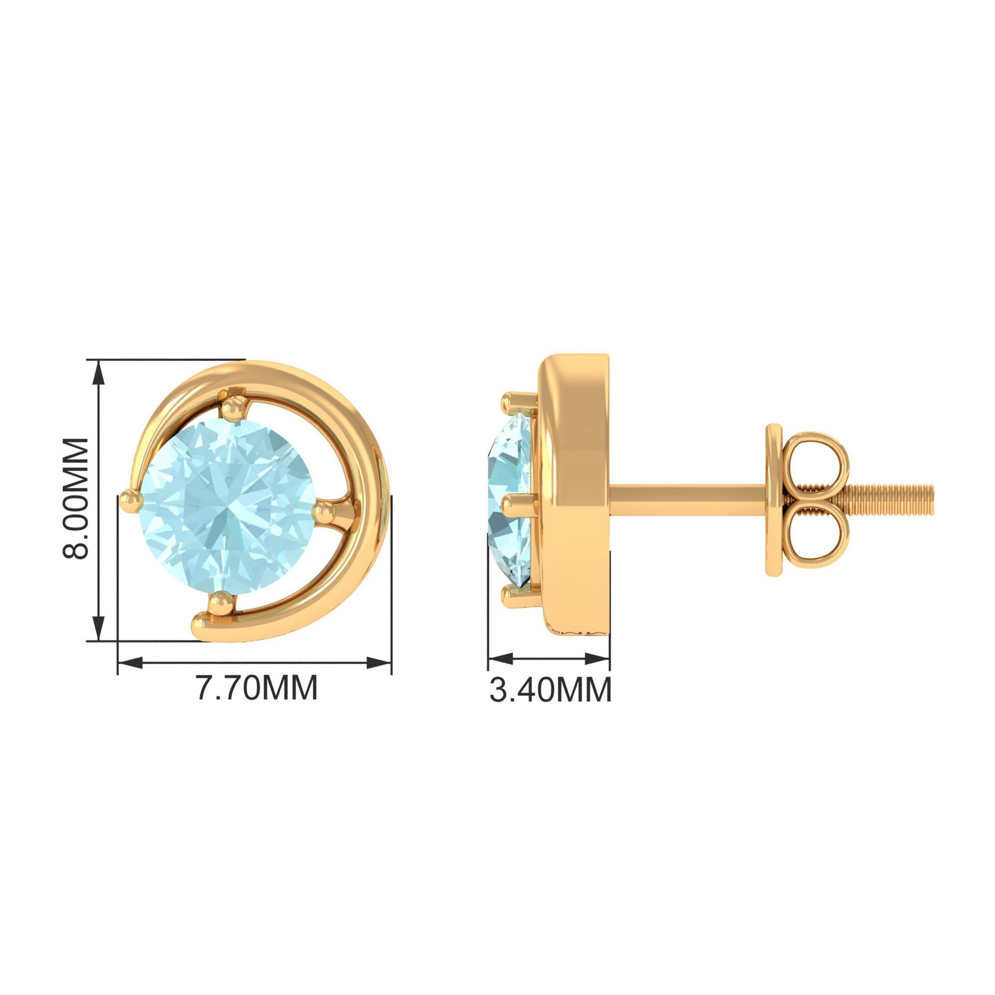 5 MM Round Sky Blue Topaz Simple Solitaire Stud Earrings in Prong Setting Sky Blue Topaz - ( AAA ) - Quality - Rosec Jewels