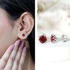 6MM Decorative Created Ruby Solitaire Stud Earrings AAAA - Rosec Jewels