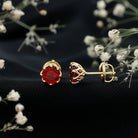 AAAA Quality 2.74 Carat Lab Grown Ruby Stud Earrings in Gold Plated Silver AAAA 14K Yellow Gold Plated Silver - Rosec Jewels