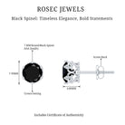 3 Carat Genuine Black Spinel Crown Stud Earrings AAA - Rosec Jewels