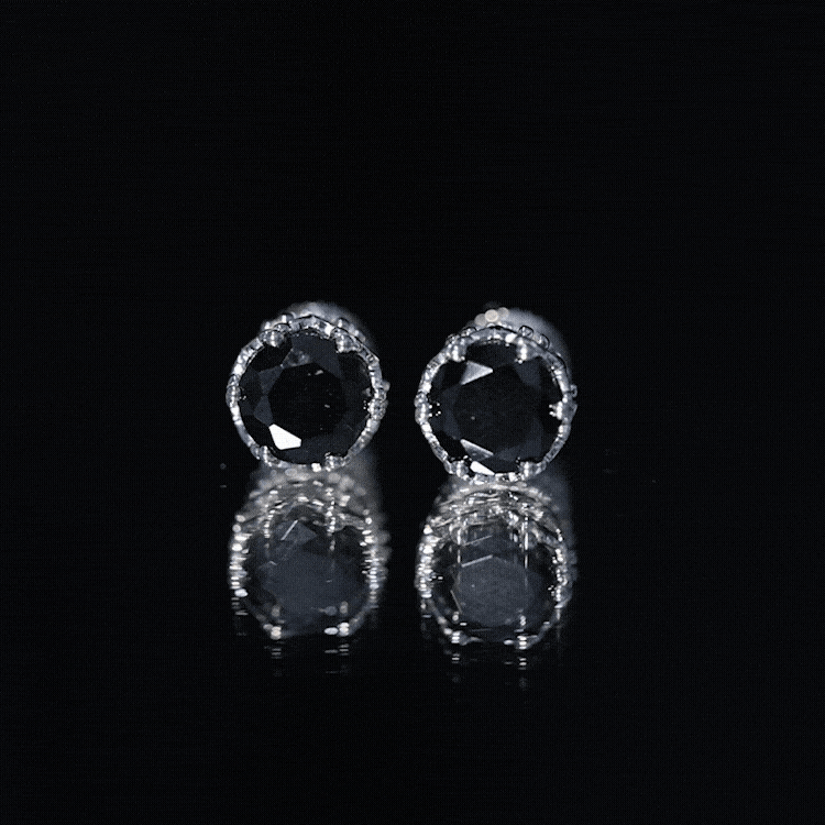 Vintage Lab Created Black Diamond Stud Earrings For Women AAAA ( Synthetic ) - Rosec Jewels