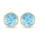 1.5 Carat Genuine Aquamarine Crown Stud Earrings AAA - Rosec Jewels