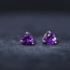4.2 Carat Amethyst Heart Earrings in 3 Prong Setting AAA - Rosec Jewels