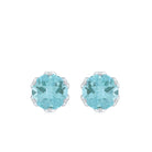 6 MM Round Cut Sky Blue Topaz Solitaire Stud Earrings for Women Sky Blue Topaz - ( AAA ) - Quality - Rosec Jewels
