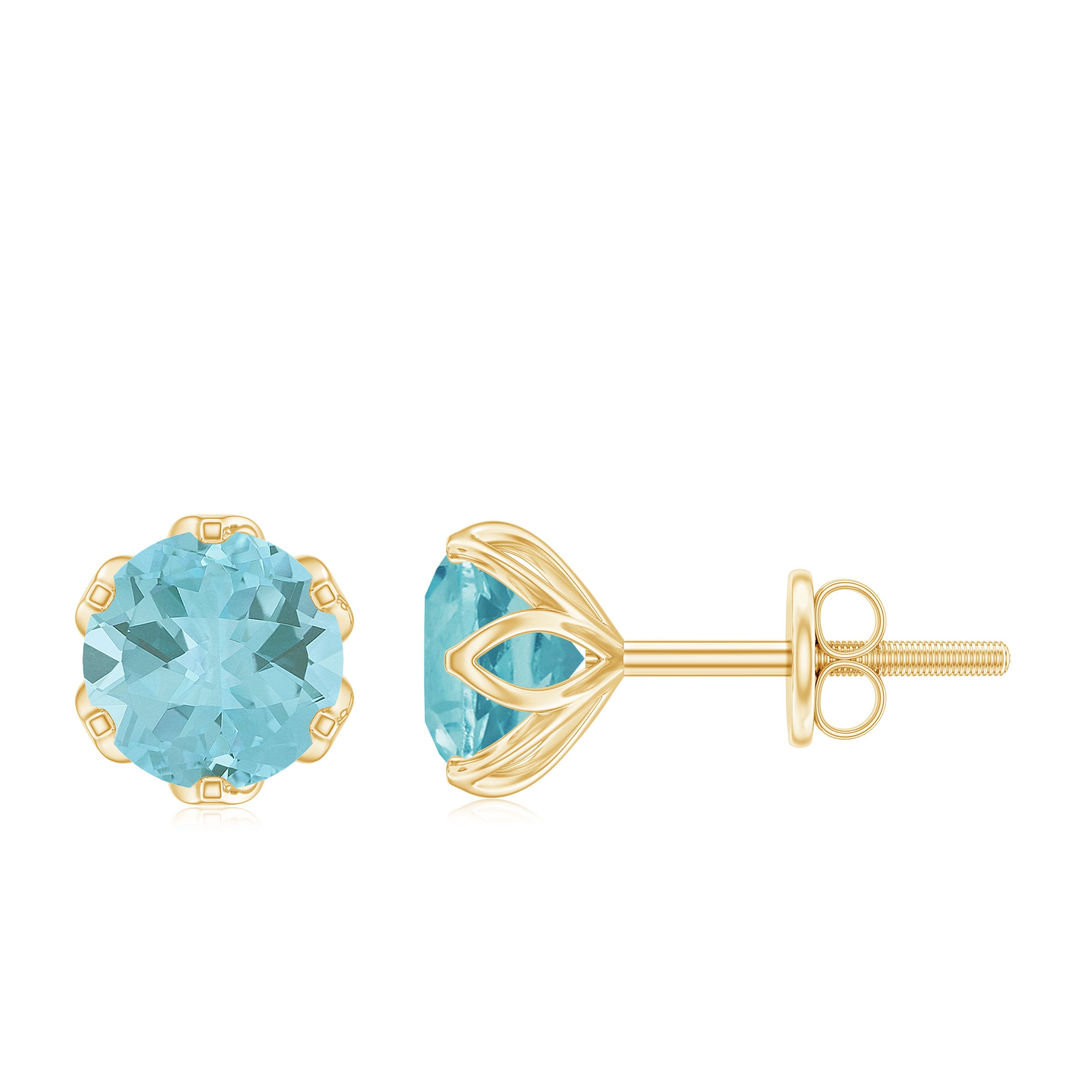 6 MM Round Cut Sky Blue Topaz Solitaire Stud Earrings for Women Sky Blue Topaz - ( AAA ) - Quality - Rosec Jewels