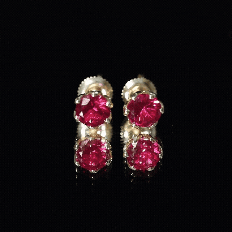 2.7 Carat Round Cut Lab Created Ruby Stud Earrings for Women AAAA - Rosec Jewels