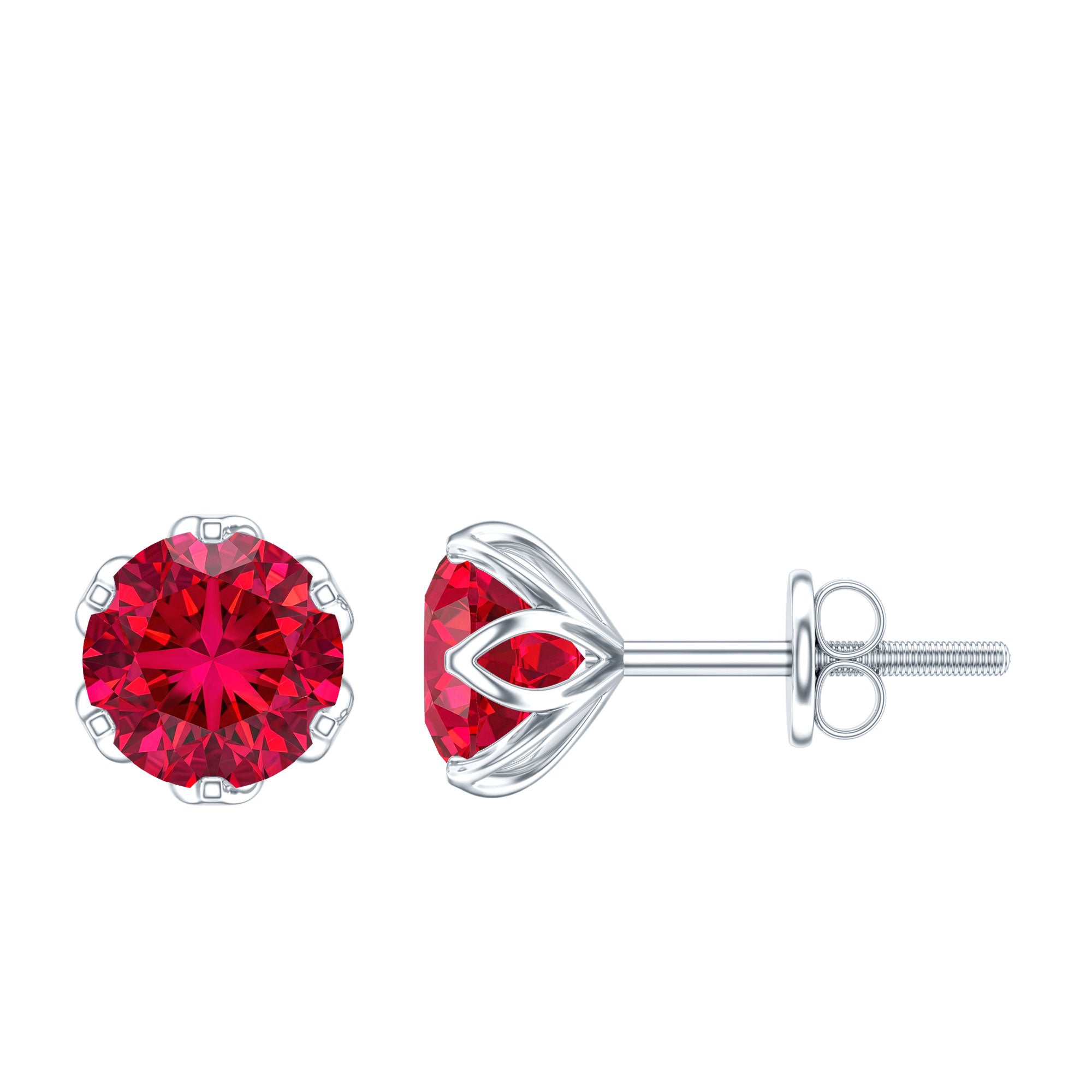 2.7 Carat Round Cut Lab Created Ruby Stud Earrings for Women AAAA - Rosec Jewels
