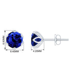 Round Cut Created Blue Sapphire Solitaire Stud Earrings Lab Created Blue Sapphire - ( AAAA ) - Quality - Rosec Jewels