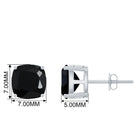 8 MM Cushion Cut Created Black Diamond Solitaire Stud Earrings Lab Created Black Diamond - ( AAAA ) - Quality - Rosec Jewels