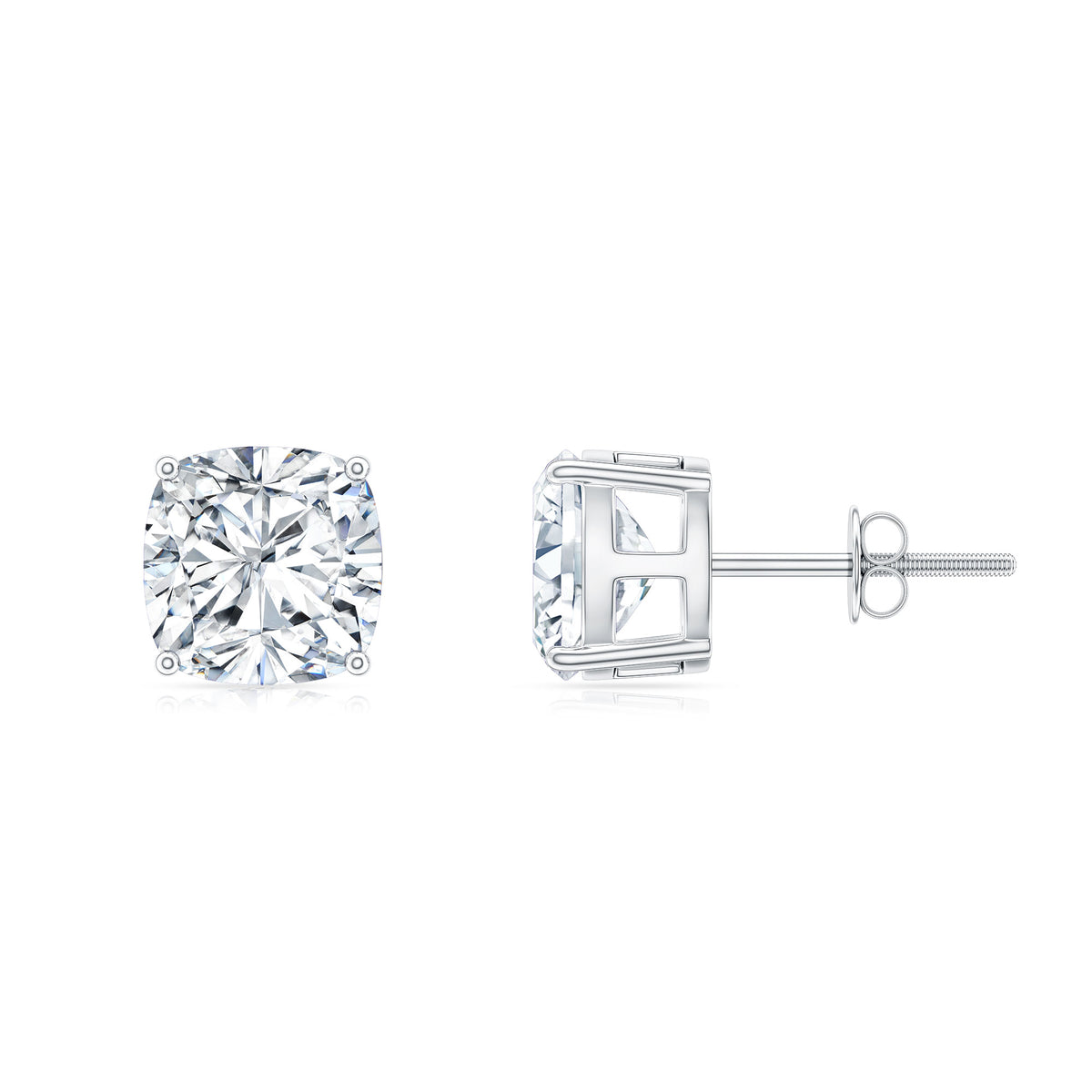Certified 6.3 Carat Cushion Cut Moissanite Stud Earrings D-VS1 - Rosec Jewels