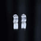 Certified 3.7 Carat Moissanite Emerald Cut Stud Earrings in Silver D-VS1 92.5 Sterling Silver - Rosec Jewels