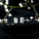 Certified 3.7 Carat Moissanite Emerald Cut Stud Earrings in Silver D-VS1 92.5 Sterling Silver - Rosec Jewels