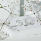 Certified 3.7 Carat Moissanite Emerald Cut Stud Earrings in Silver D-VS1 92.5 Sterling Silver - Rosec Jewels