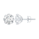 Brilliant Cut 1.90 Carat Moissanite Stud Earrings in Decorative Setting D-VS1 92.5 Sterling Silver - Rosec Jewels