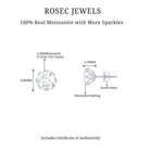 2 CT Certified Moissanite Solitaire Stud Earrings in Silver Moissanite - ( D-VS1 ) - Color and Clarity 92.5 Sterling Silver - Rosec Jewels
