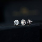 Brilliant Cut 1.90 Carat Moissanite Stud Earrings in Decorative Setting D-VS1 92.5 Sterling Silver - Rosec Jewels