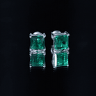 4 Carat Princess Cut Lab Grown Emerald Solitaire Stud Earrings AAAA - Rosec Jewels