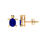 Created Blue Sapphire Tortoise Stud Earrings Lab Created Blue Sapphire - ( AAAA ) - Quality - Rosec Jewels