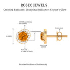 3/4 CT Minimal Citrine and Diamond Stud Earrings Citrine - ( AAA ) - Quality - Rosec Jewels