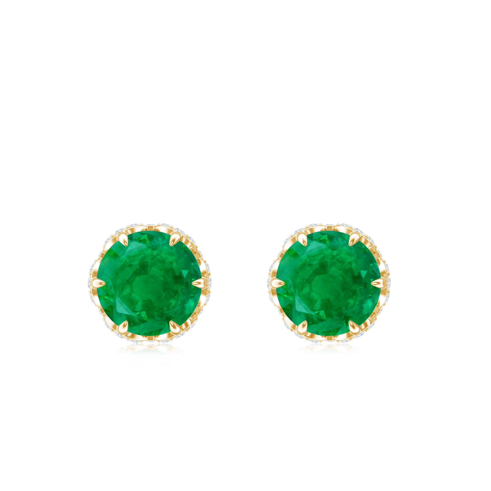 Designer Emerald Diamond Stud Earrings with Screw Back AAA - Rosec Jewels