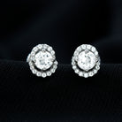 Certified White Topaz Minimal Halo Stud Earrings White Topaz - ( AAA ) - Quality - Rosec Jewels