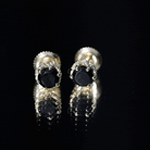 Lab Created Black Diamond Stud Earrings with White Diamonds AAAA ( Synthetic ) - Rosec Jewels
