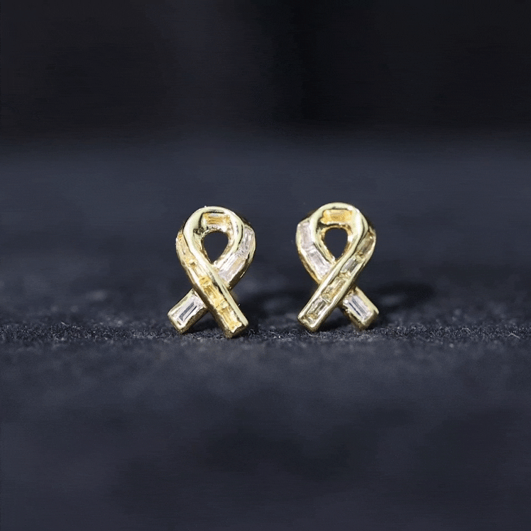 Lab Created Yellow Sapphire Knot Stud Earrings With Diamond Lab Created Yellow Sapphire - ( AAAA ) - Quality - Rosec Jewels