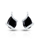 1.2 Carat Natural Black Spinel Teardrop Stud Earrings with Diamond AAA - Rosec Jewels