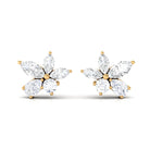 Classic Natural Diamond Cluster Stud Earrings Diamond - ( HI-SI ) - Color and Clarity - Rosec Jewels